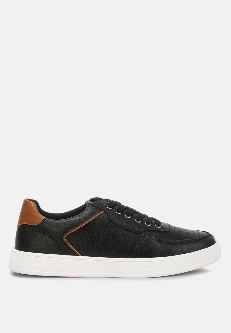 men's perforated sneakers#color_black