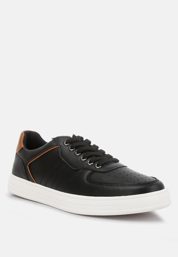 men's perforated sneakers#color_black