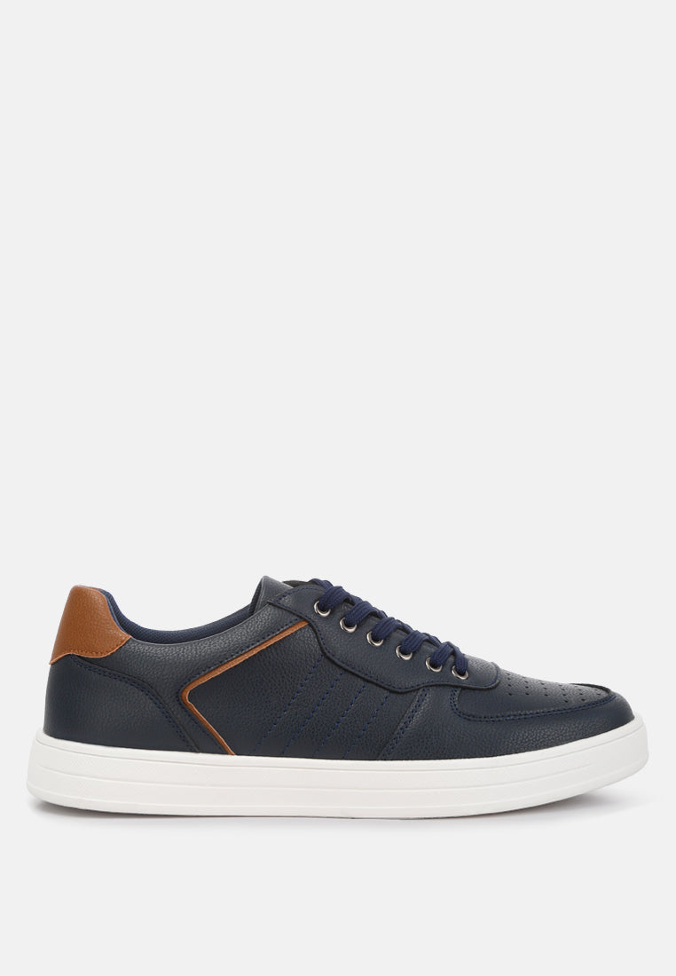 men's perforated sneakers#color_navy