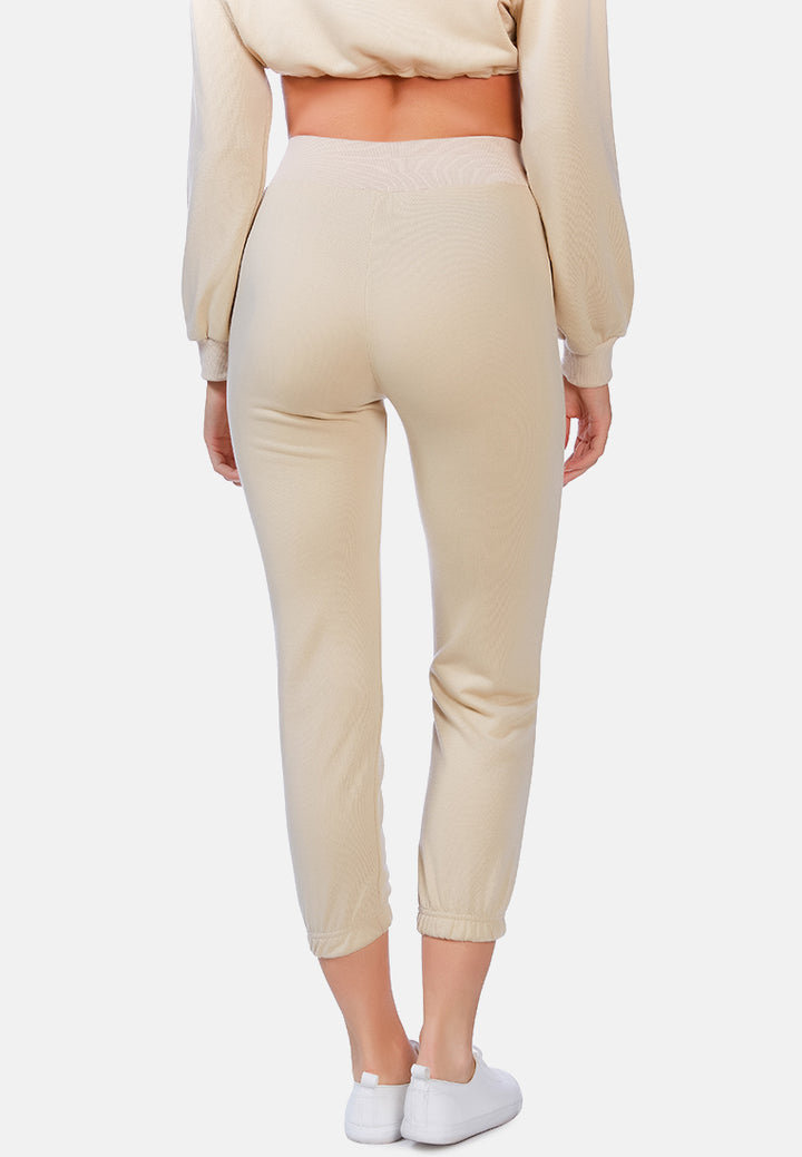 casual solid sweat pants#color_beige