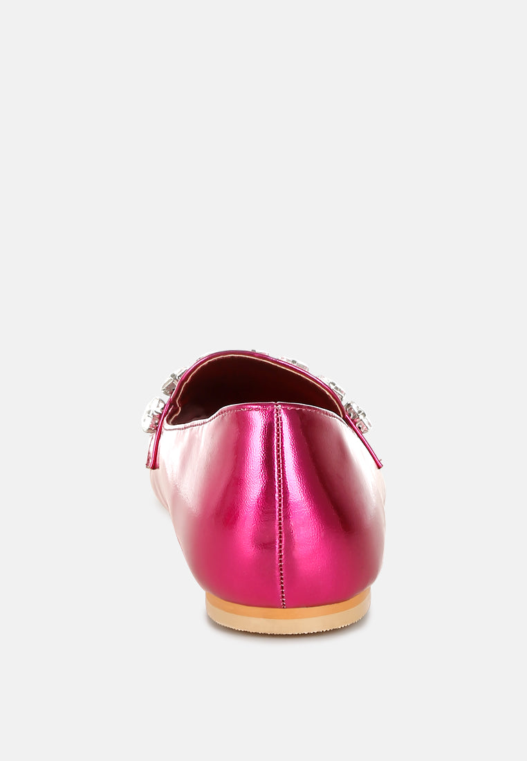 metallic diamante strap loafers by ruw#color_fuchsia