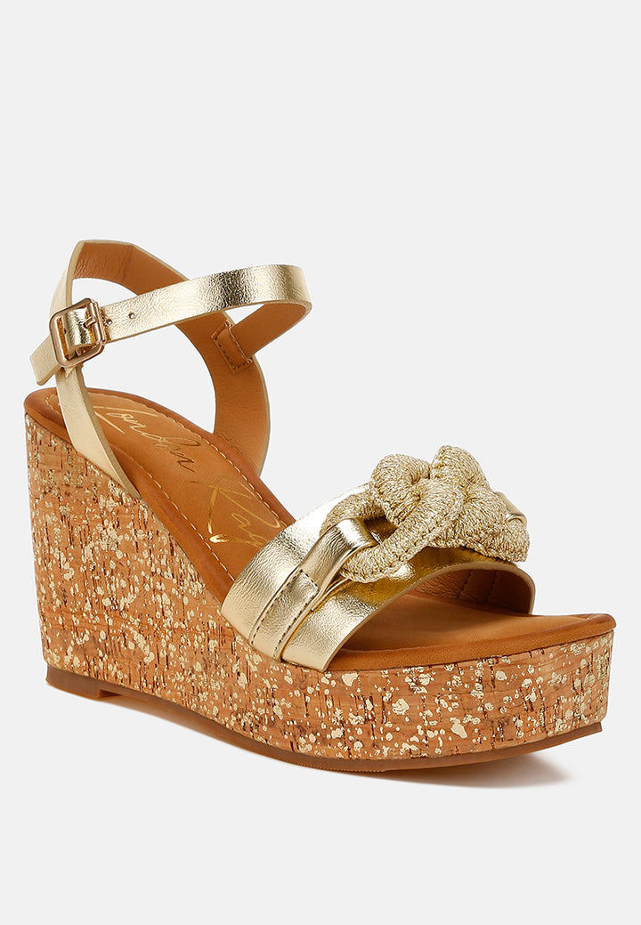 chain link detail wedge sandals in ruw#color_gold