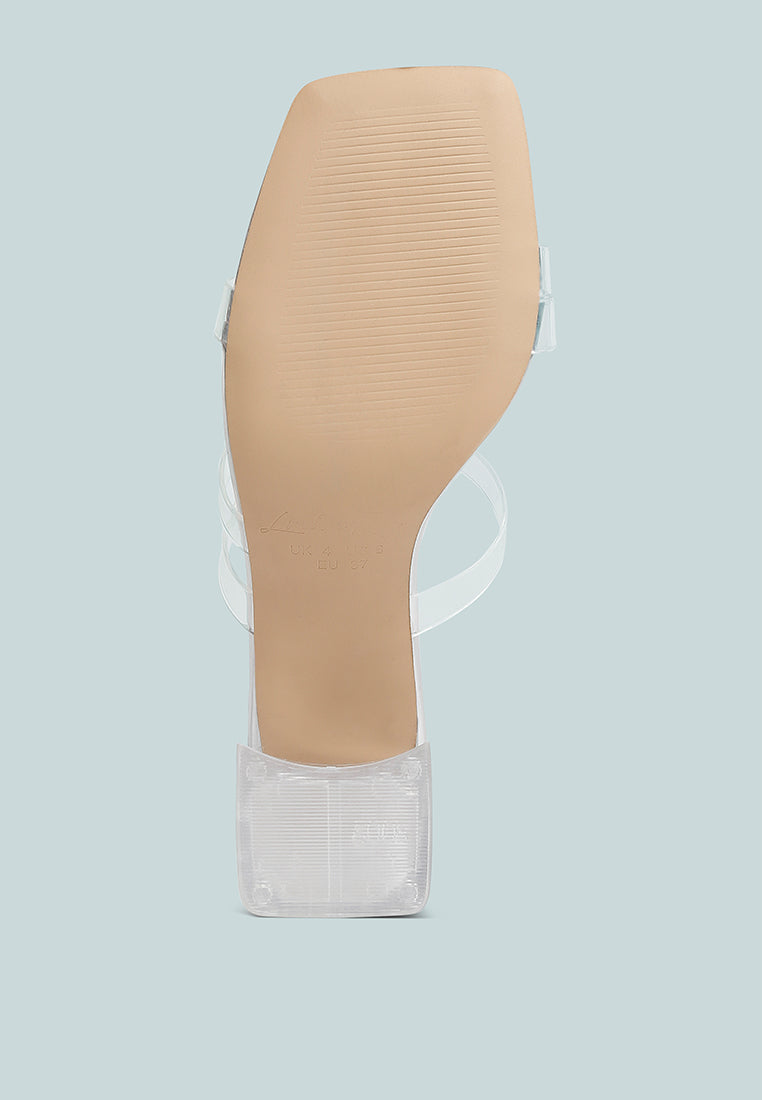 chartz multiple straps clear heel sandals#color_silver