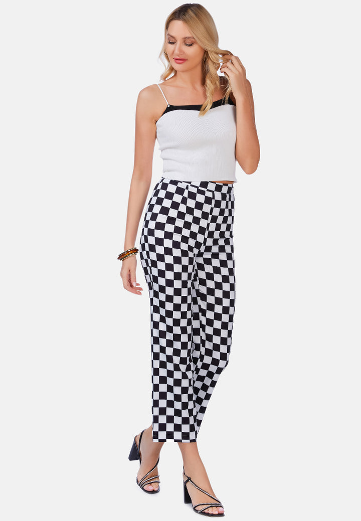 checkerboard culottes pants by ruw#color_black-white