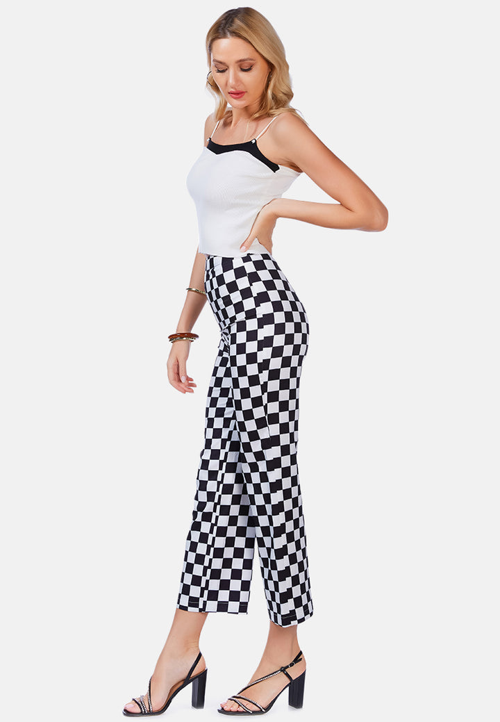 checkerboard culottes pants by ruw#color_black-white