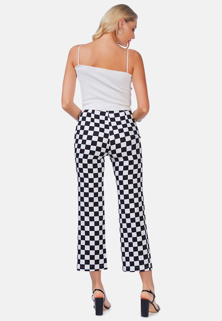 checkerboard culottes pants by ruw#color_black-white