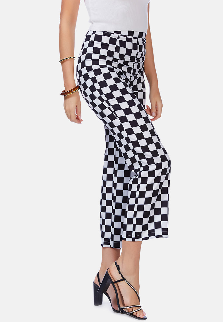 checkerboard culottes pants by ruw#color_black-white