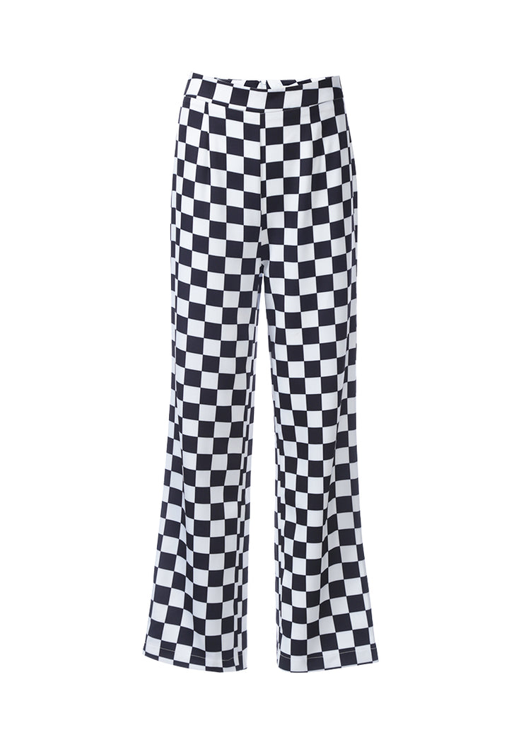 checkerboard culottes pants by ruw#color_black-white