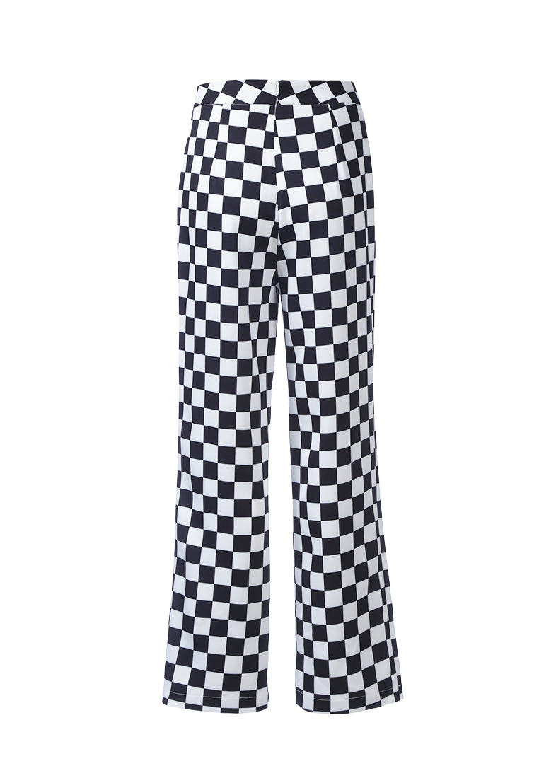 checkerboard culottes pants by ruw#color_black-white