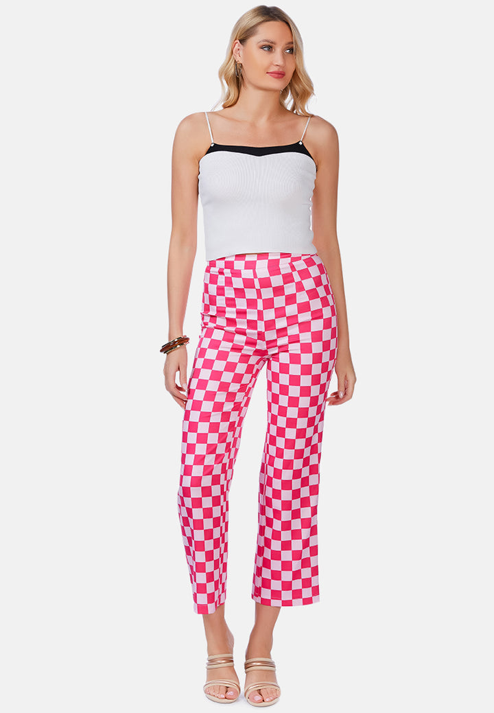 checkerboard culottes pants by ruw#color_pink