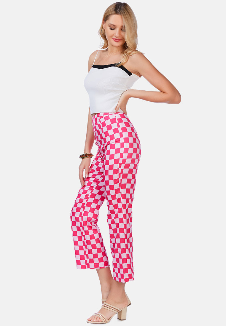 checkerboard culottes pants by ruw#color_pink