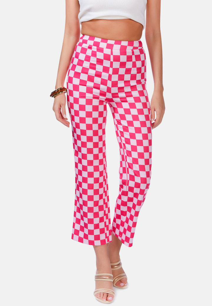 checkerboard culottes pants by ruw#color_pink