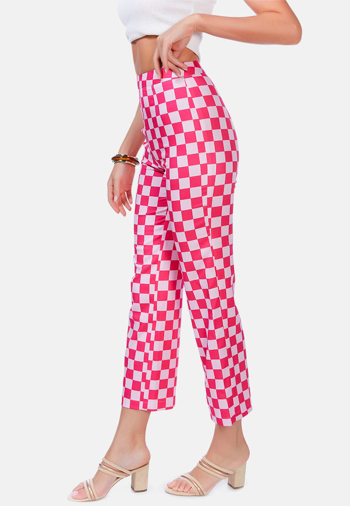 checkerboard culottes pants by ruw#color_pink