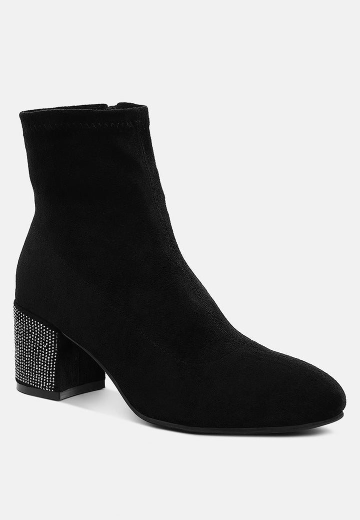 rhinestones embellished block heel boots by ruw#color_black