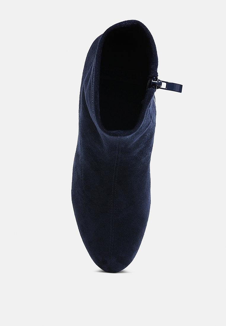 rhinestones embellished block heel boots by ruw#color_navy