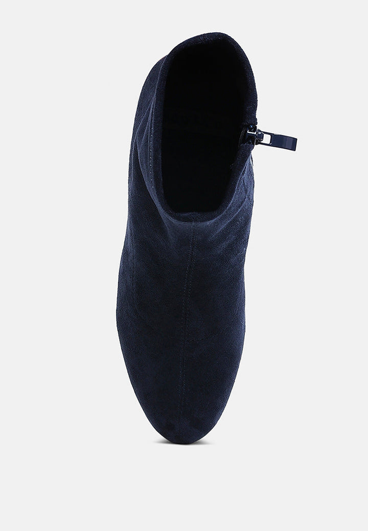 rhinestones embellished block heel boots by ruw#color_navy