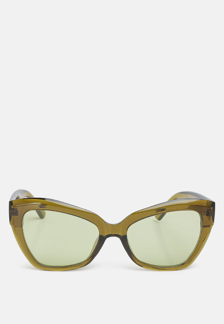 chunky cat eye sunglasses by ruw#color_olive-green