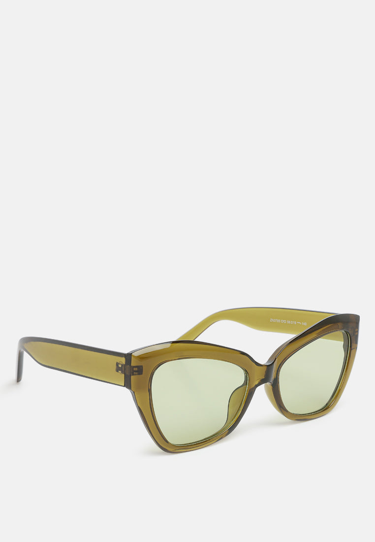 chunky cat eye sunglasses by ruw#color_olive-green