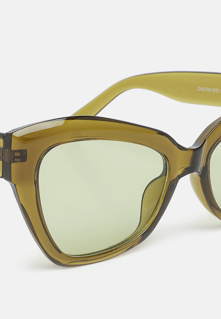 chunky cat eye sunglasses by ruw#color_olive-green