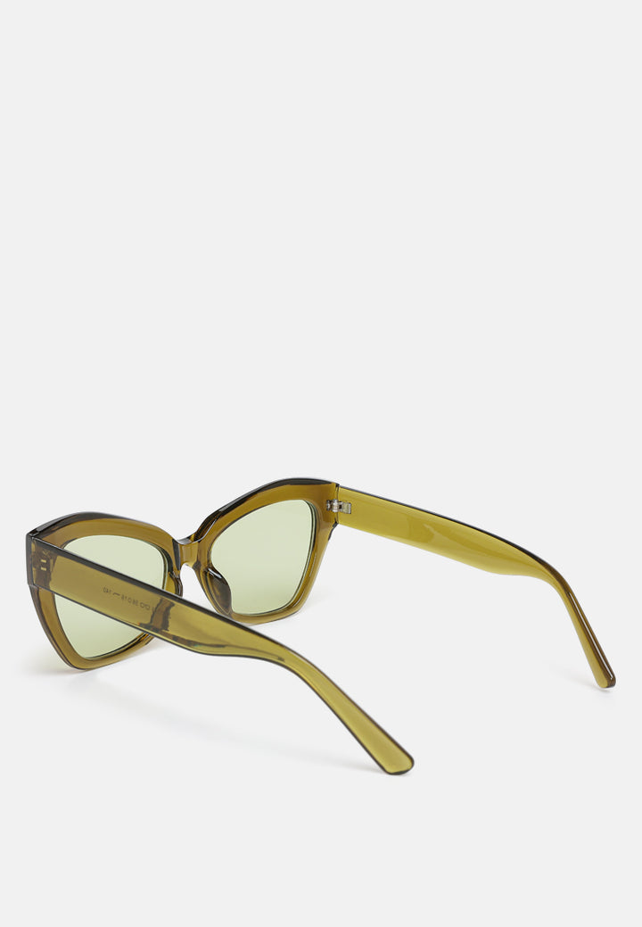 chunky cat eye sunglasses by ruw#color_olive-green