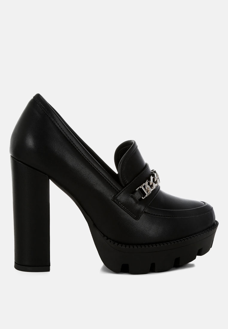 y2k chunky high block heeled loafers by ruw#color_black
