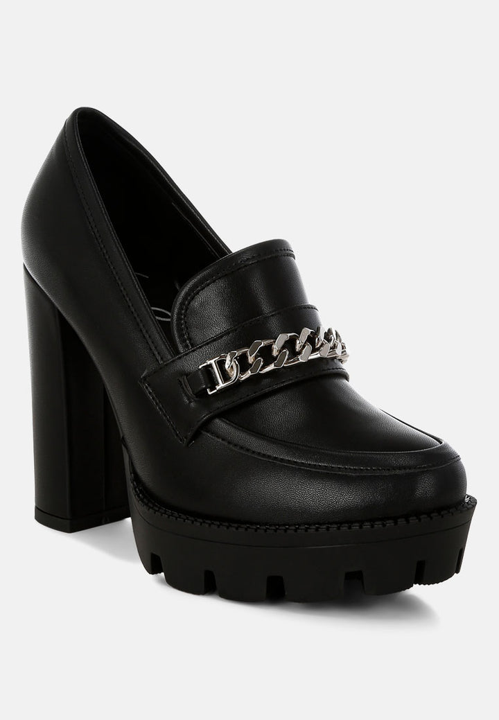 y2k chunky high block heeled loafers by ruw#color_black