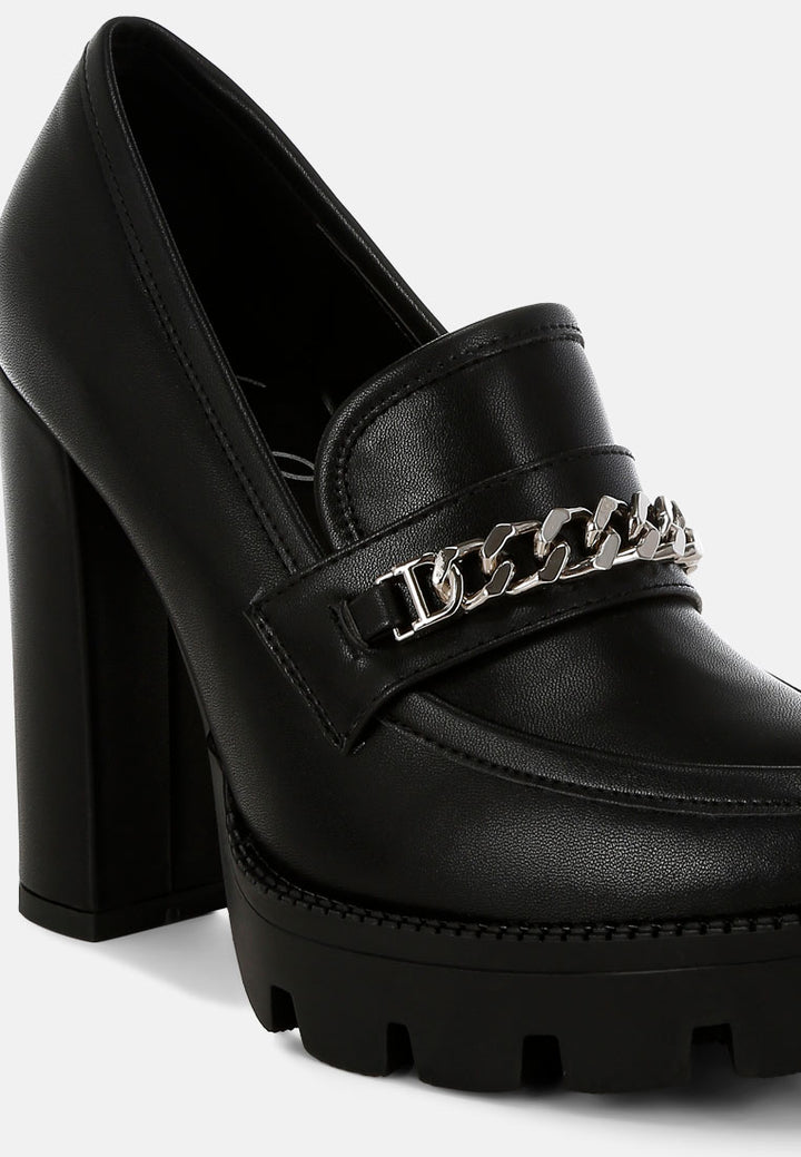y2k chunky high block heeled loafers by ruw#color_black