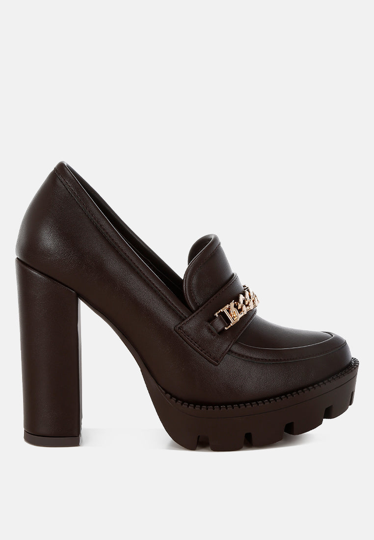 y2k chunky high block heeled loafers by ruw#color_brown