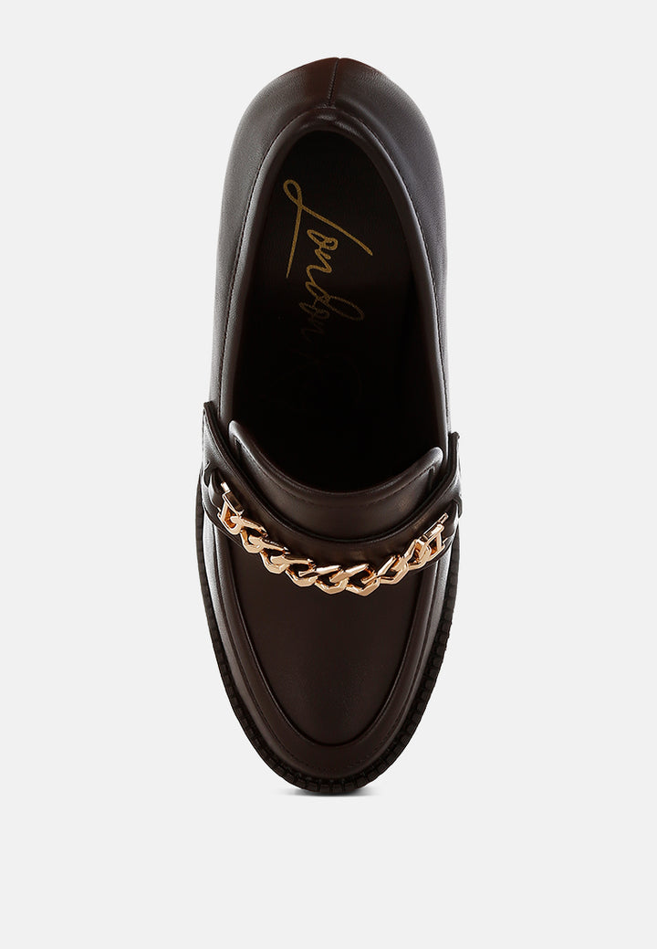 y2k chunky high block heeled loafers by ruw#color_brown