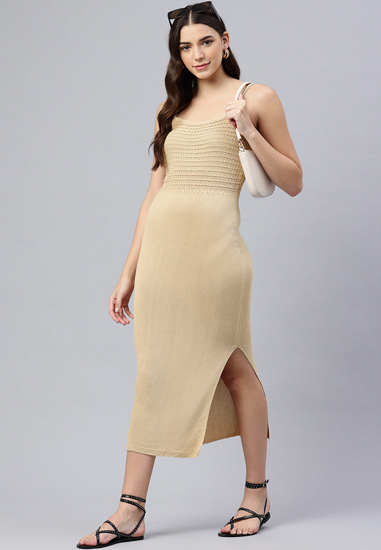 straight side slit dress by ruw#color_natural