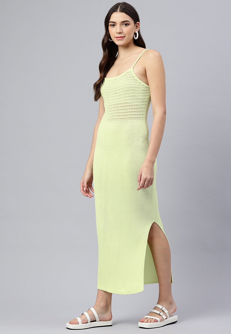straight side slit dress by ruw#color_washed-lime