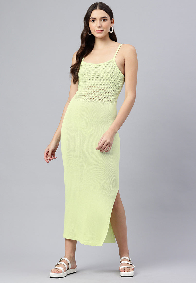 straight side slit dress by ruw#color_washed-lime