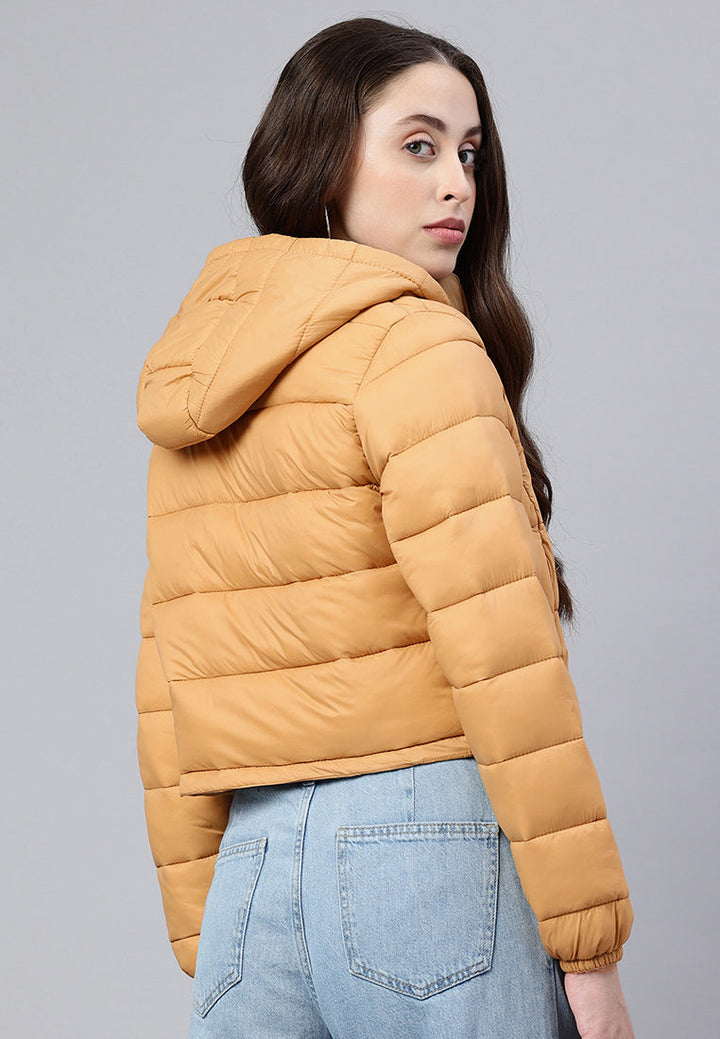 cropped down hooded jacket by ruw#color_taupe