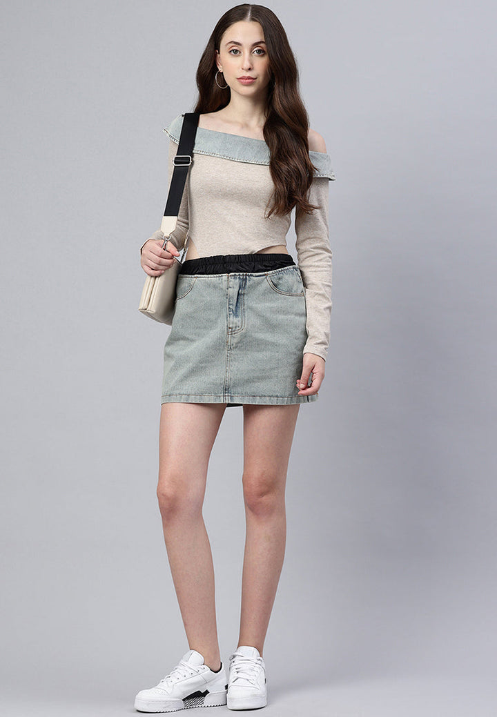 elasticated waistband layered mini skirt by ruw#color_vintage