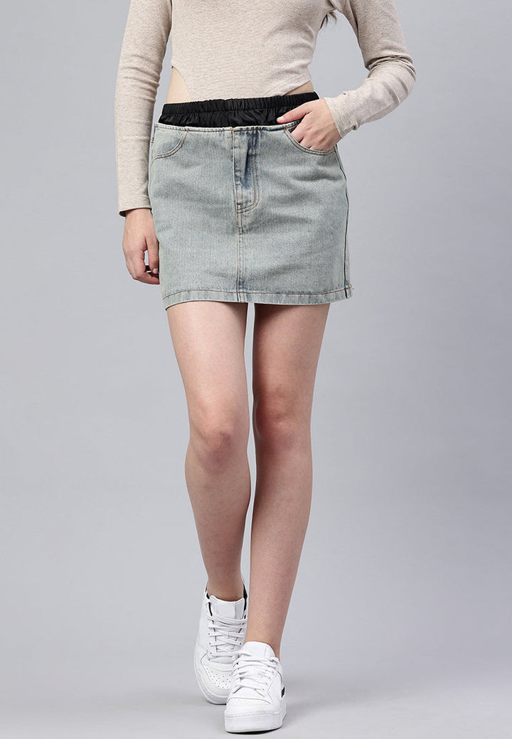 elasticated waistband layered mini skirt by ruw#color_vintage