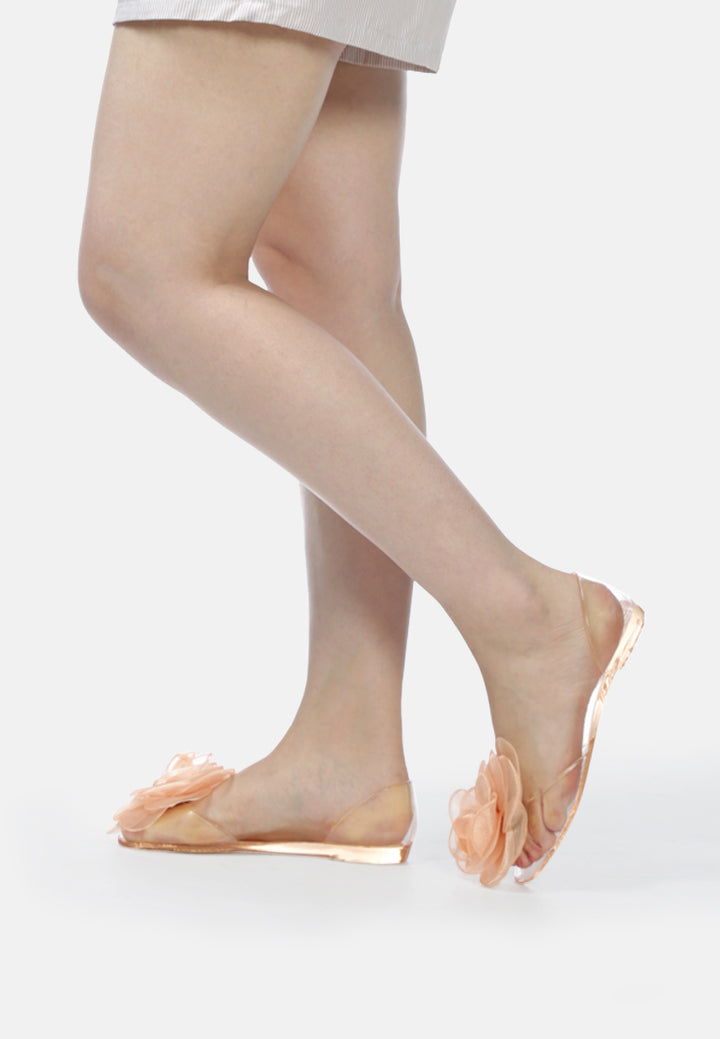 clear flower jelly ballerinas#color_beige