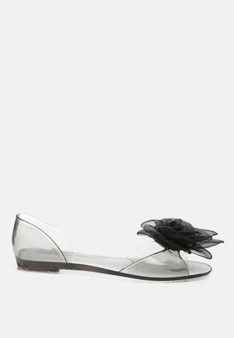 clear flower jelly ballerinas#color_black