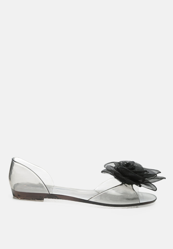 clear flower jelly ballerinas#color_black