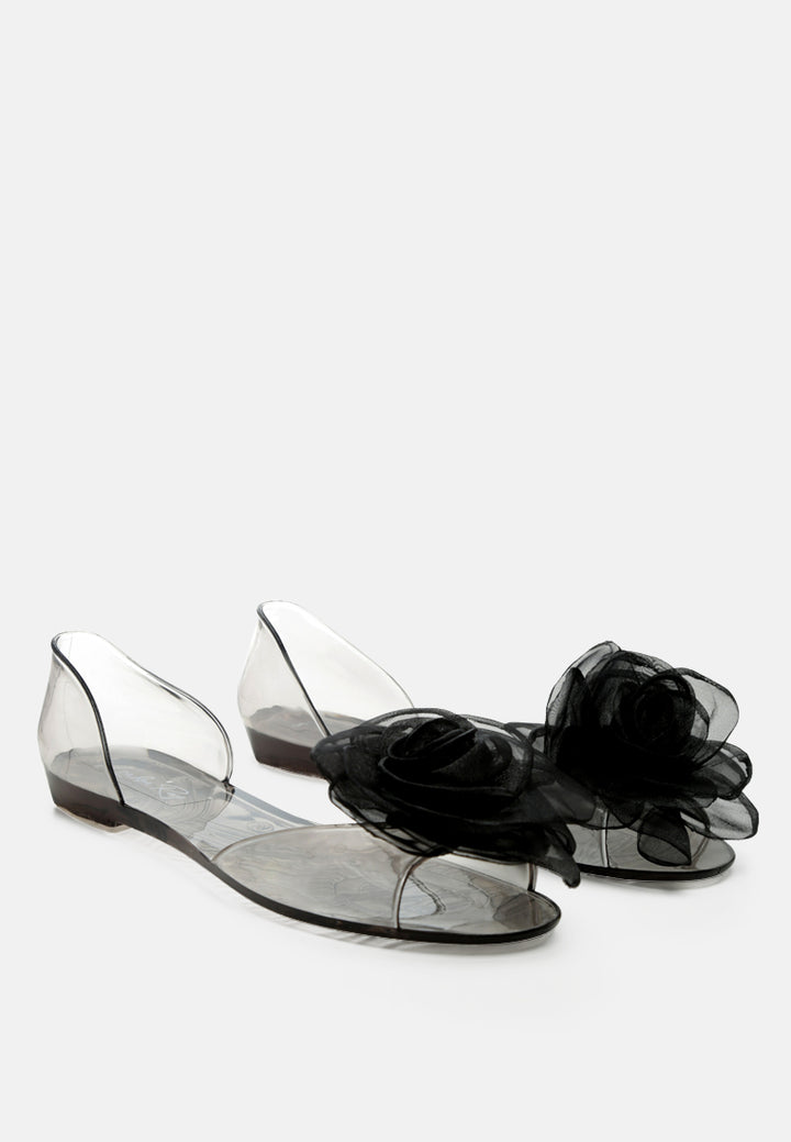 clear flower jelly ballerinas#color_black