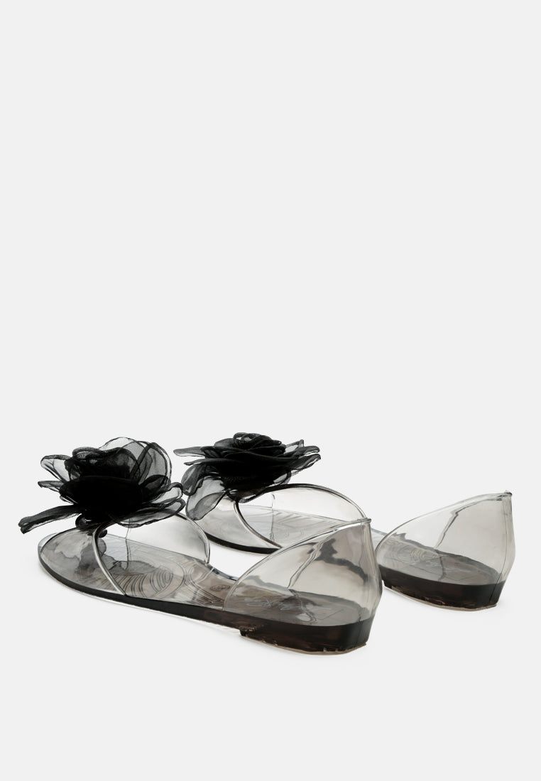 clear flower jelly ballerinas#color_black