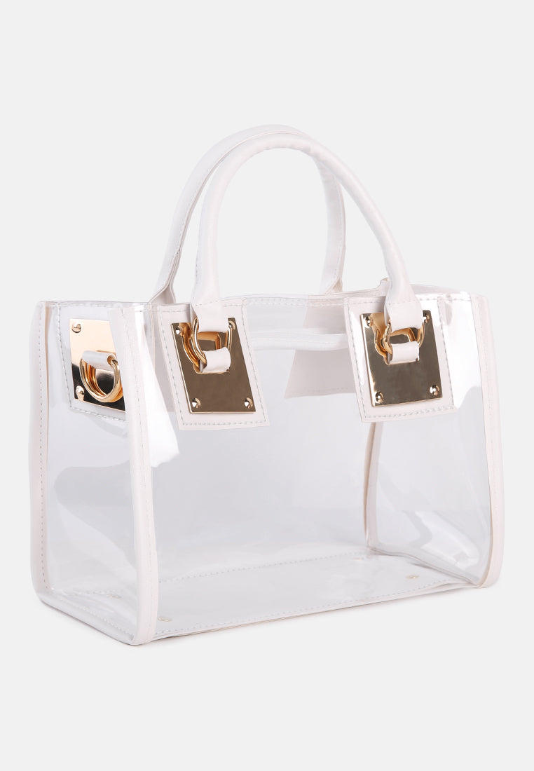 white clear handbag with pouch#color_white
