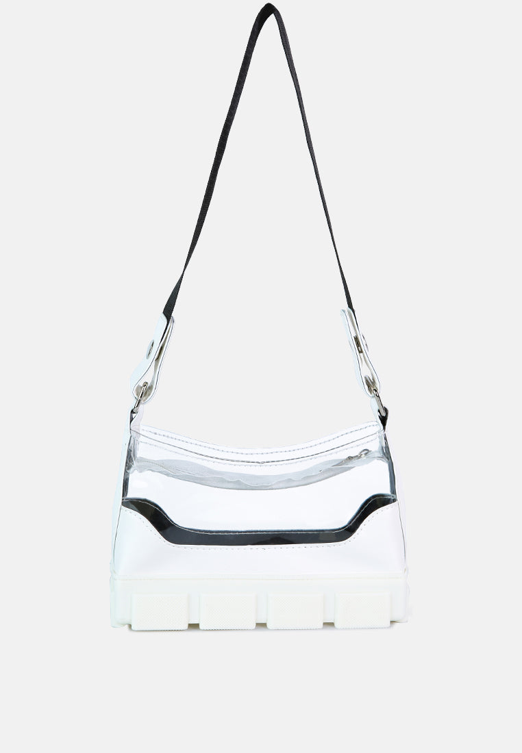 White Clear Utility Handbag#color_white