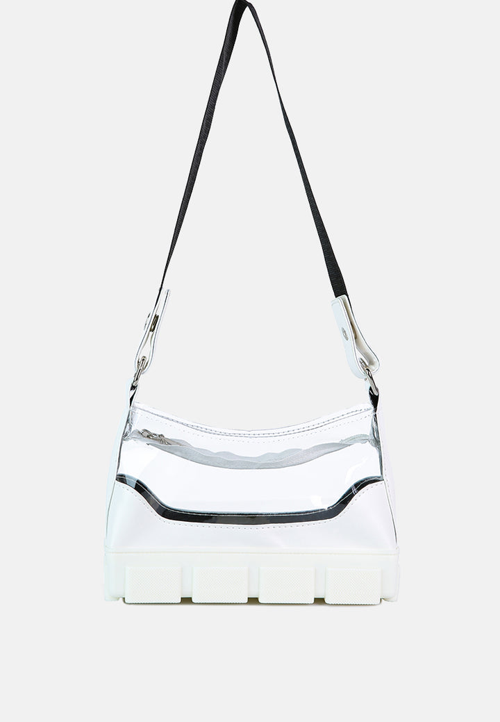 White Clear Utility Handbag#color_white