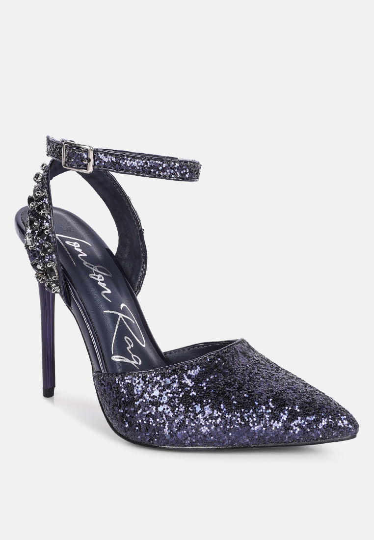 cloriss diamante embellished glitter high heels#color_dark-blue