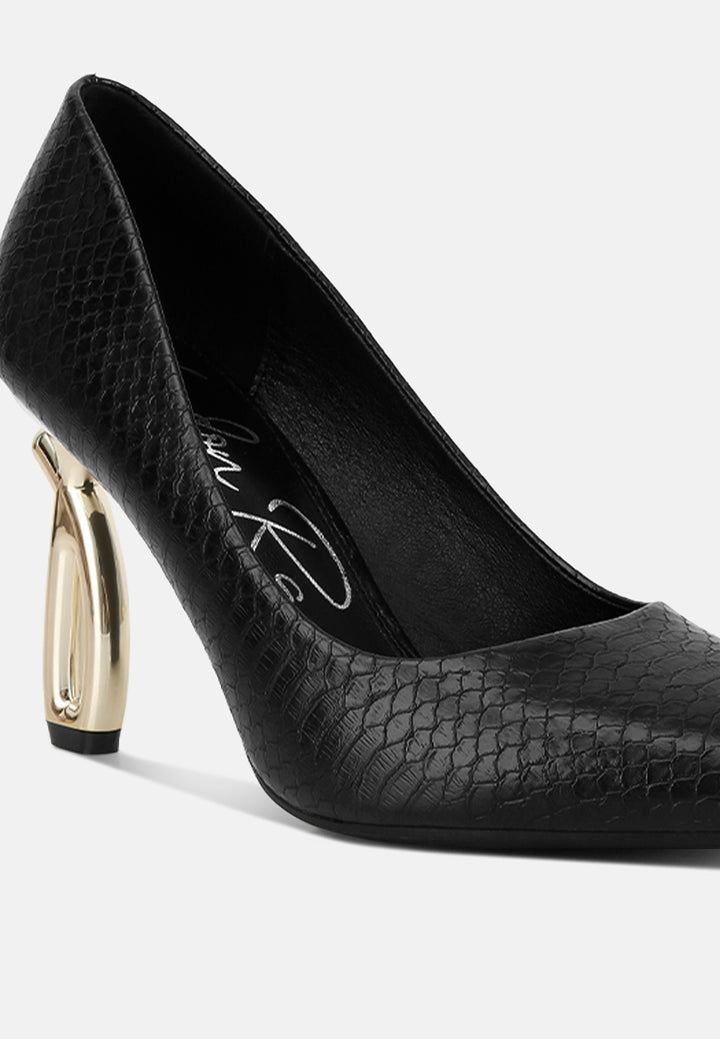 snake print fantasy heel pumps#color_black