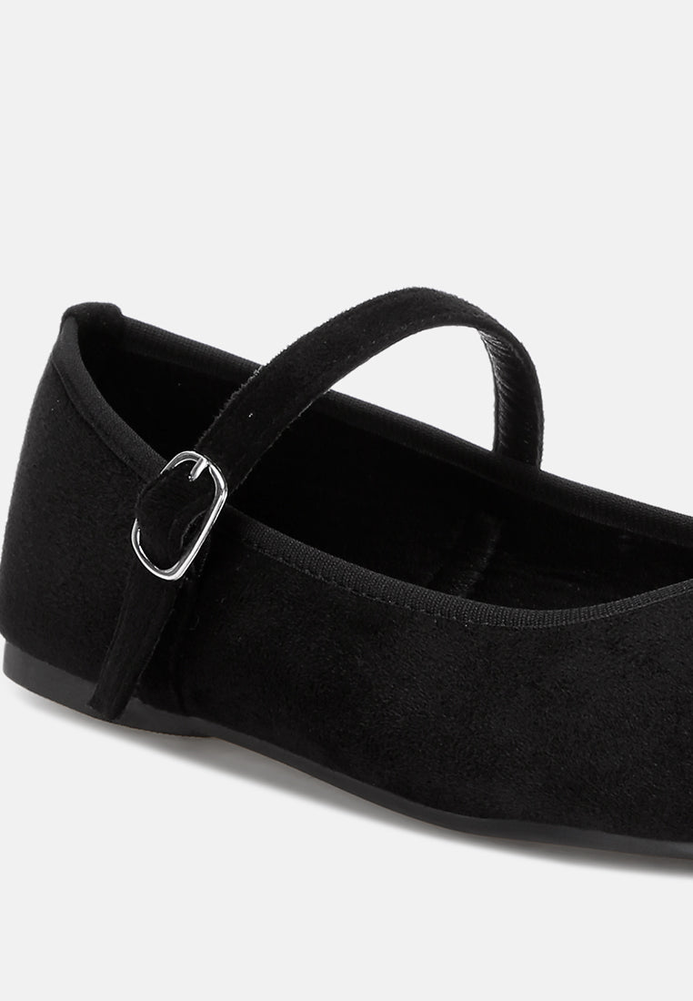 Montrose Mid Foot Pin Buckle Ballerinas#color_black-suede