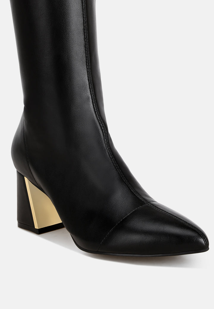 Free Form Stretchable Fit Block Heel Boots#color_black-smooth