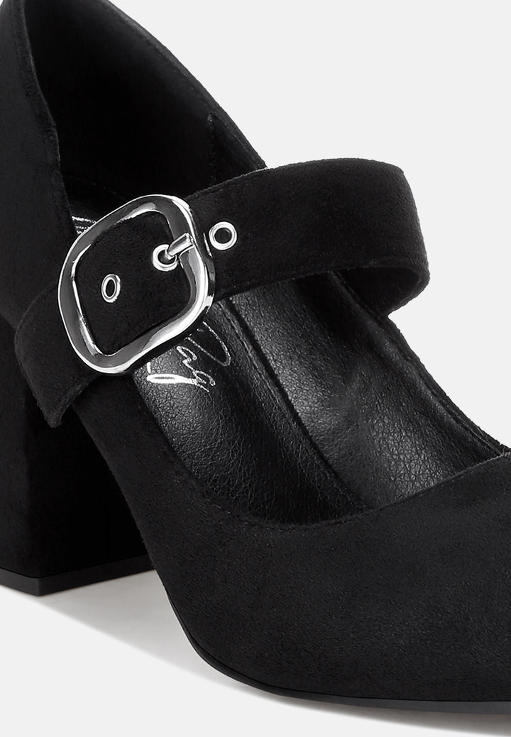 Mayuza Square Toe Strap Sandals#color_black-suede