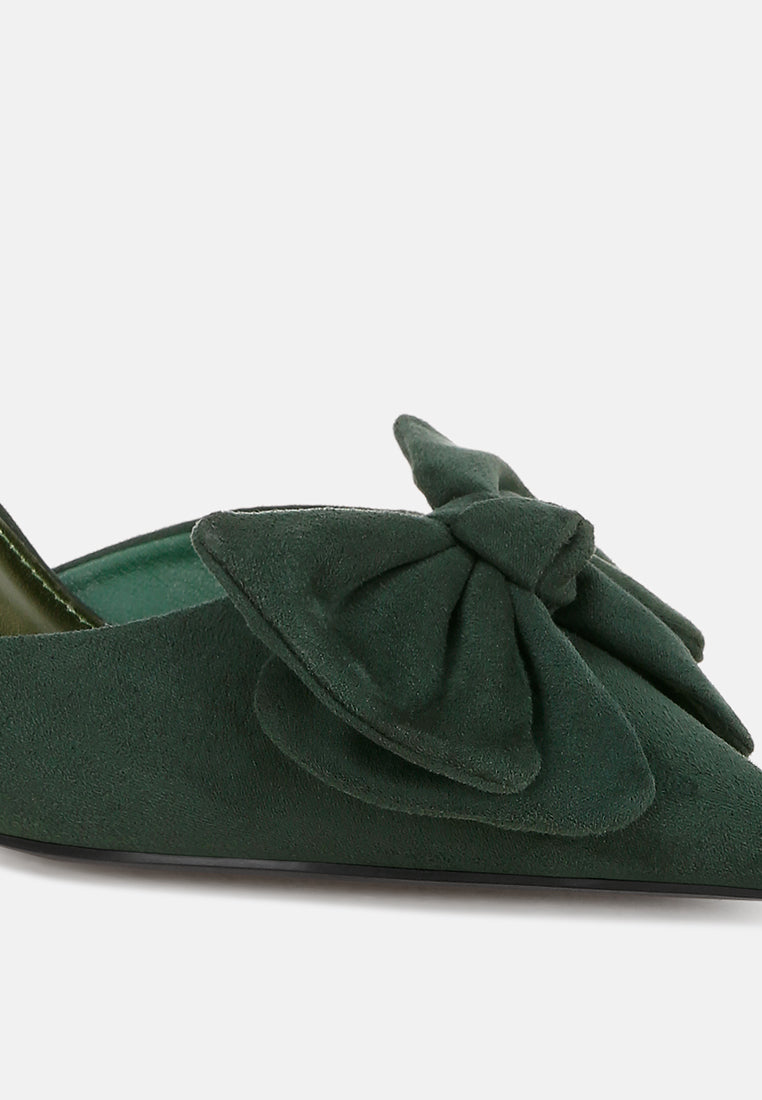 Papave Bow Detail Stiletto Heels#color_green-suede