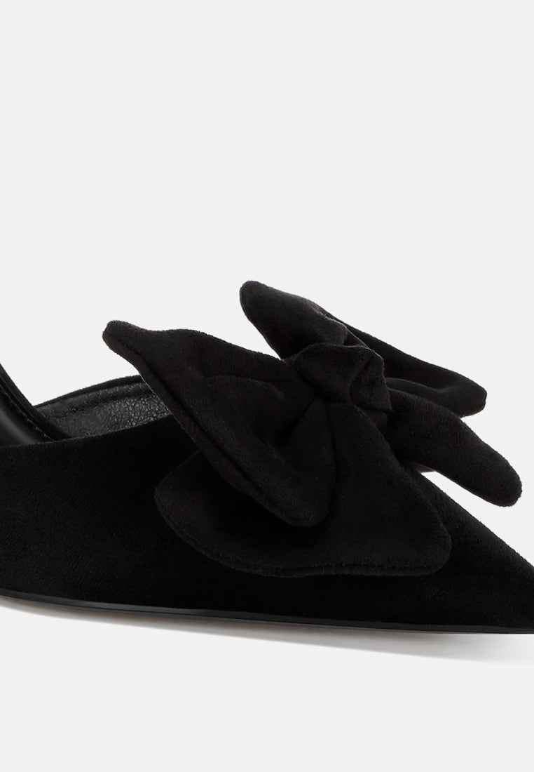 Papave Bow Detail Stiletto Heels#color_black-suede